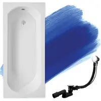 Badland Badewanne Rechteck Intrica 160x75 mit Ablaufgarnitur und Füßen GRATIS ohne Verkleidung