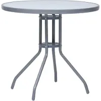 Syfax Gartentisch Hellgrau 80 cm Stahl und Glas