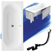 Besco Badewanne Rechteck Vitae 180x80 mit Ablaufgarnitur, Füßen und Styroporverkleidung GRATIS