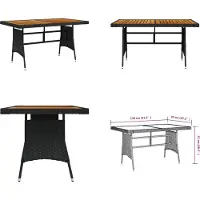vidaXL Gartentisch Schwarz 130x70x72cm Poly Rattan & Massivholz Akazie - Gartentisch - Gartentische - Terrassentisch - Gartenmöbel