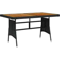 Syfax Gartentisch Schwarz 130x70x72cm Poly Rattan & Massivholz Akazie