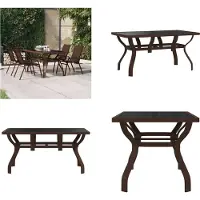 vidaXL Gartentisch Braun und Schwarz 140x70x70 cm Stahl und Glas - Gartentisch - Gartentische - Outdoor Tisch - Außentisch