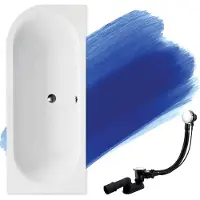 Badland Eckbadewanne Rechteck Badewanne Avita RECHTS 180x80 mit Ablaufgarnitur und Füßen GRATIS ohne Verkleidung