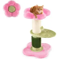 Costway Kratzbaum Kratzsäule Klein, 69cm, Katzenbaum mit Plüschsitz, Sisal-Kratzpfosten, Selbstpflegebürste&Ball, Kletterbaum, Katzen Katzenmöbel Pink