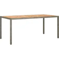 Syfax Gartentisch 190x90x75 cm Poly Rattan und Akazienholz Grau