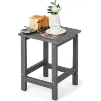 Costway Beistelltisch, Kleiner Gartentisch aus UV-beständigem Kunststoff, Balkontisch wetterfest, für Terrasse, Balkon, Garten, 35,5 x 35,5 x 46,5 cm, Grau