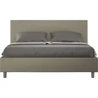 Ityhome - Gepolstertes Bett mit Bettkasten 160x200 mit Kunstlederbezug Cappuccino Adele