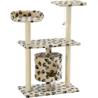 Syfax Katzen-Kratzbaum Sisal 95 cm Beige Pfoten-Aufdruck