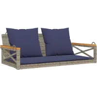 vidaXL Hängebank mit Kissen Grau 109x62x40 cm Poly Rattan