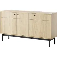 Furnlux Classic FURNLUX Sideboard Japandi Oak Und Black 154cm / Hauptfarbe: Beige / Abmessungen: 154 x 39 x 84 cm