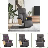 The Living Store Massagesessel mit Fußteil Grau Kunstleder
