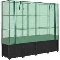 Syfax Hochbeet mit Gewächshausabdeckung Rattanoptik 160x40x153 cm