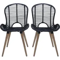 Syfax Esszimmerstühle 4 Stk. Schwarz Natur Rattan