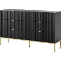 Furnlux Classic FURNLUX Kommode Avon Schwarz Und Gold 154cm / Hauptfarbe: Schwarz / Abmessungen: 154 x 91 x 39 cm
