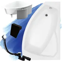 Besco Badewanne Eckbadewanne 150x95 Rechts mit Styroporverkleidung, Ablauf & Füße GRATIS | Komplettset 5in1 Original Acryl Wanne Siphon | BADLAND RIMA