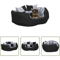 The Living Store Wendbares & waschbares Hundekissen Grau und Schwarz 65x50x20 cm