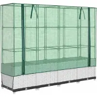 Syfax Hochbeet mit Gewächshaus-Aufsatz Rattan-Optik 160x40x138 cm