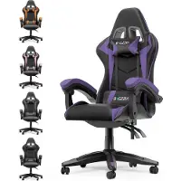 Bigzzia Gaming Stuhl Ergonomisch - Gamer Stühle mit Lendenkissen + Kopfstütze Gaming Chair Höhenverstellbar Bürostuhl Computerstuhl für Erwachsene Mädchen Junge, Schwarz-Lila