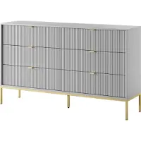 Furnlux Classic FURNLUX Kommode Avon Grau Und Gold 154cm / Hauptfarbe: Grau / Abmessungen: 154 x 91 x 39 cm