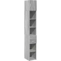 Syfax Hochschrank Schmal Grau Sonoma 30x42,5x225 cm Holzwerkstoff