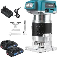 StarTech.com Holzfräse - Akku Oberfräse 18V - 2 Batterien - 6 Geschwindigkeiten - 6,35 mm Spannzange - 440W bürstenloser Motor - 30000 U/min