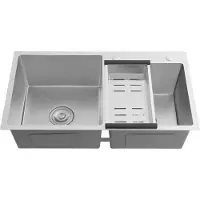 StarTech.com Küchenspüle aus Edelstahl - Doppelbecken - 78×43×21 cm - Mit Ablaufkorb - Ohne Armatur - 1 Loch - Hell Silber