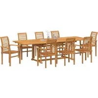 vidaXL Garten Essgruppe 9 stk. 280 x 100 x 75 cm Massivholz Teak