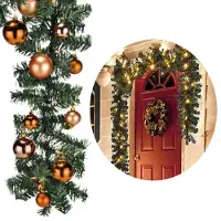 Mojawo XXL LED Tannengirlande 810cm mit 100 LED inkl. 60 Stück Baumkugeln Orange