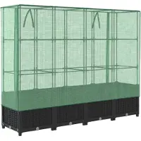 Syfax Hochbeet mit Gewächshausabdeckung Rattanoptik 160x40x138 cm