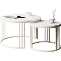 Sonstiges Set Couchtisch Beistelltische Kaffeetisch Sofatisch Wohnzimmer Kaschmirrahmen Weiß
