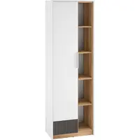 Furnlux Classic FURNLUX Kleiderschrank Torino Graphit Und Weiss Und Eiche 64cm / Hauptfarbe: Weiß / Abmessungen: 64 x 196 x 40 cm