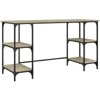 Syfax Schreibtisch Sonoma-Eiche 140x50x75 cm Metall Holzwerkstoff
