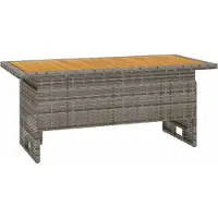 Syfax Gartentisch Grau 100x50x43/63 cm Akazienholz & Poly Rattan