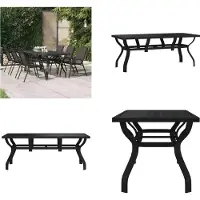 vidaXL Gartentisch Schwarz 180x80x70 cm Stahl und Glas - Gartentisch - Gartentische - Outdoor Tisch - Außentisch