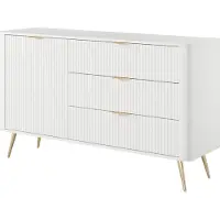 Furnlux Classic FURNLUX Anrichte Lante Weiss Und Gold 138cm / Hauptfarbe: Weiß / Abmessungen: 138 x 81 x 38 cm