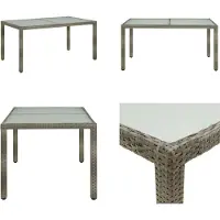 vidaXL Gartentisch 150x90x75 cm Hartglas und Poly Rattan Grau - Gartentisch - Gartentische - Outdoor Tisch - Terrassentisch