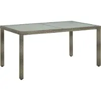 Syfax Gartentisch 150x90x75 cm Hartglas und Poly Rattan Grau