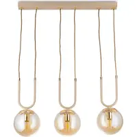HowHomely | Hängeleuchte - Mora - 60 Cm - Beige Mit Goldakzenten - Modernes Design - 3-Flammig