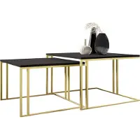 Mirjan 24 Im Set zwei Couchtische Astro Gold, Vierkantrohrrahmen aus Stahl, Wohnzimmertisch (Farbe: Gold / Schwarz Molet)