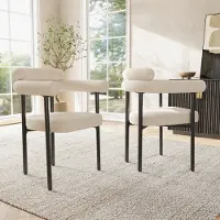 Flieks Esszimmerstühle 2er Sets mit Samtbezug, Küchenstuhl Polsterstuhl mit Metallbeinen, Arbeitsstuhl Wohnzimmerstuhl Armlehnstuhl, Beige