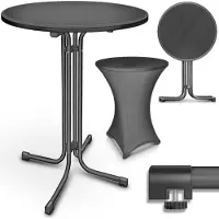 Tillvex Gastro Stehtisch klappbar 2er Set - Ø60cm anthrazit | Bistrotisch FERTIG MONTIERT | Klapptisch rund - wetterfester Partytisch | Gartentisch Indoor & Outdoor