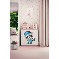 RAUMHIRSCH FURNITURE Kinderkommode mit Schubladen Waschbär in der Farbe Rosa Babydreams