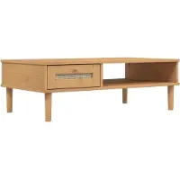 Syfax Couchtisch SENJA Rattan-Optik Braun 100x55x33 cm Kiefernholz