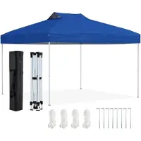 Northix Pop-Up-Pavillon, wasserdicht, UV 50+, blau, 3 x 3 m