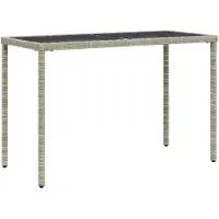 Syfax Gartentisch mit Glasplatte Hellgrau 115x54x74 cm Poly Rattan
