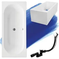 Badland Badewanne Rechteck Vitae 170x75 mit Ablaufgarnitur, Füßen und Wannenträger GRATIS