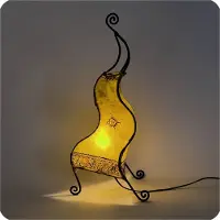 SIMANDRA Orientalische Lampe Hennalampe marokkanische Lederlampe Tischleuchte Stehleuchte Essaouira Sonne 50 cm : gelb Farbe: Gelb