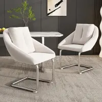 MODFU Esszimmerstühle Polsterstuhl(2er Set)mit Metallgestell, ergonomischen Wohnzimmerstuhl mit rücken und Kissen, Stuhl Essstuhl Küche für Wohnzimmer Schlafzimmer, Beige