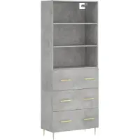 Syfax Highboard Betongrau 69,5x34x180 cm Holzwerkstoff