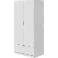 Dmora Kleiderschrank 2 Türen Budoia 80x170h cm Weiß, ein Regal, Kleiderstange